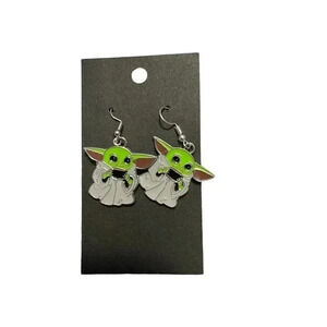 Silver Yoda Star Wars Drop Dangle Earrings!!